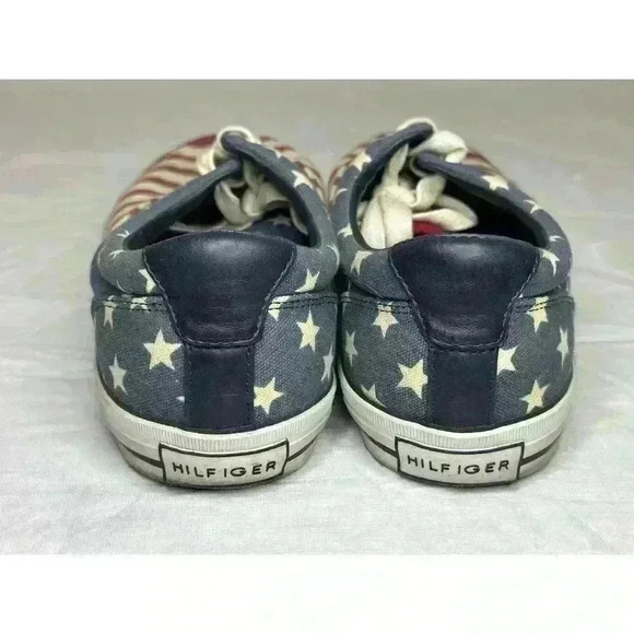 Tommy Hilfiger Mens Size 10.5 Patriot * Stars & Strips Canvas Shoes Red/Wht/Blue - Picture 5 of 8